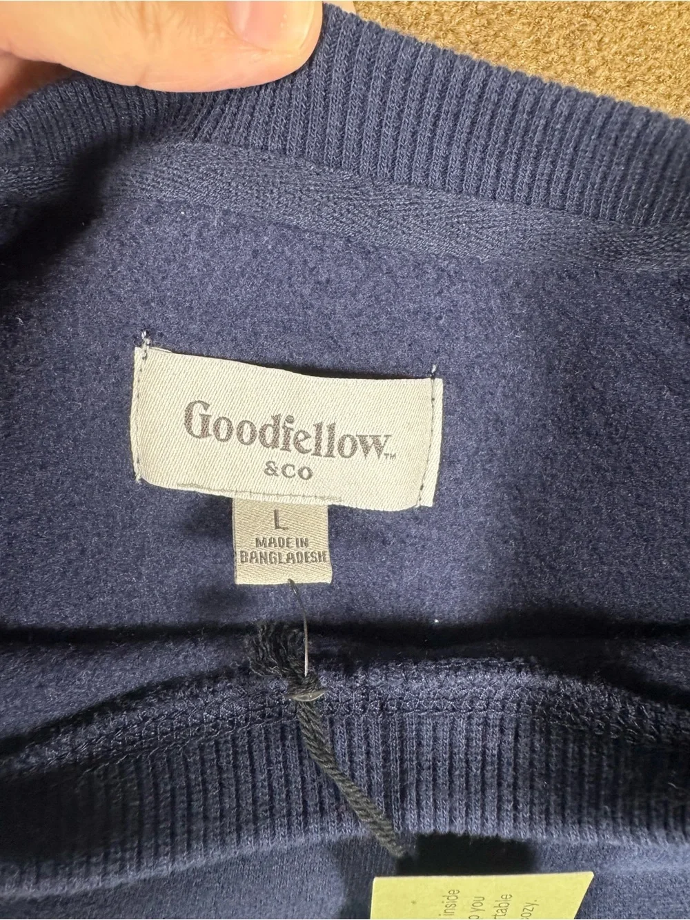 Goodfellow & Co Sweatshirt Navy Blue, White and Grey Stripe Men's Pullover Large